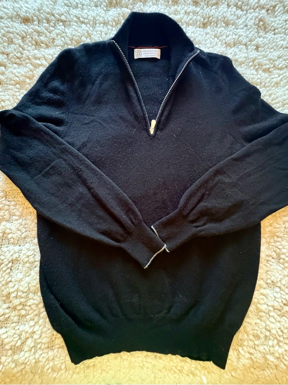 Men's Black Half-Zip Brunelllo Cucinello
Size 46